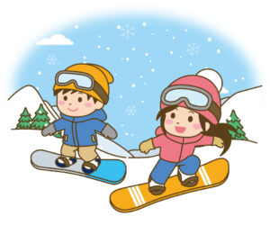 boy-and-girl-enjoying-snowboarding